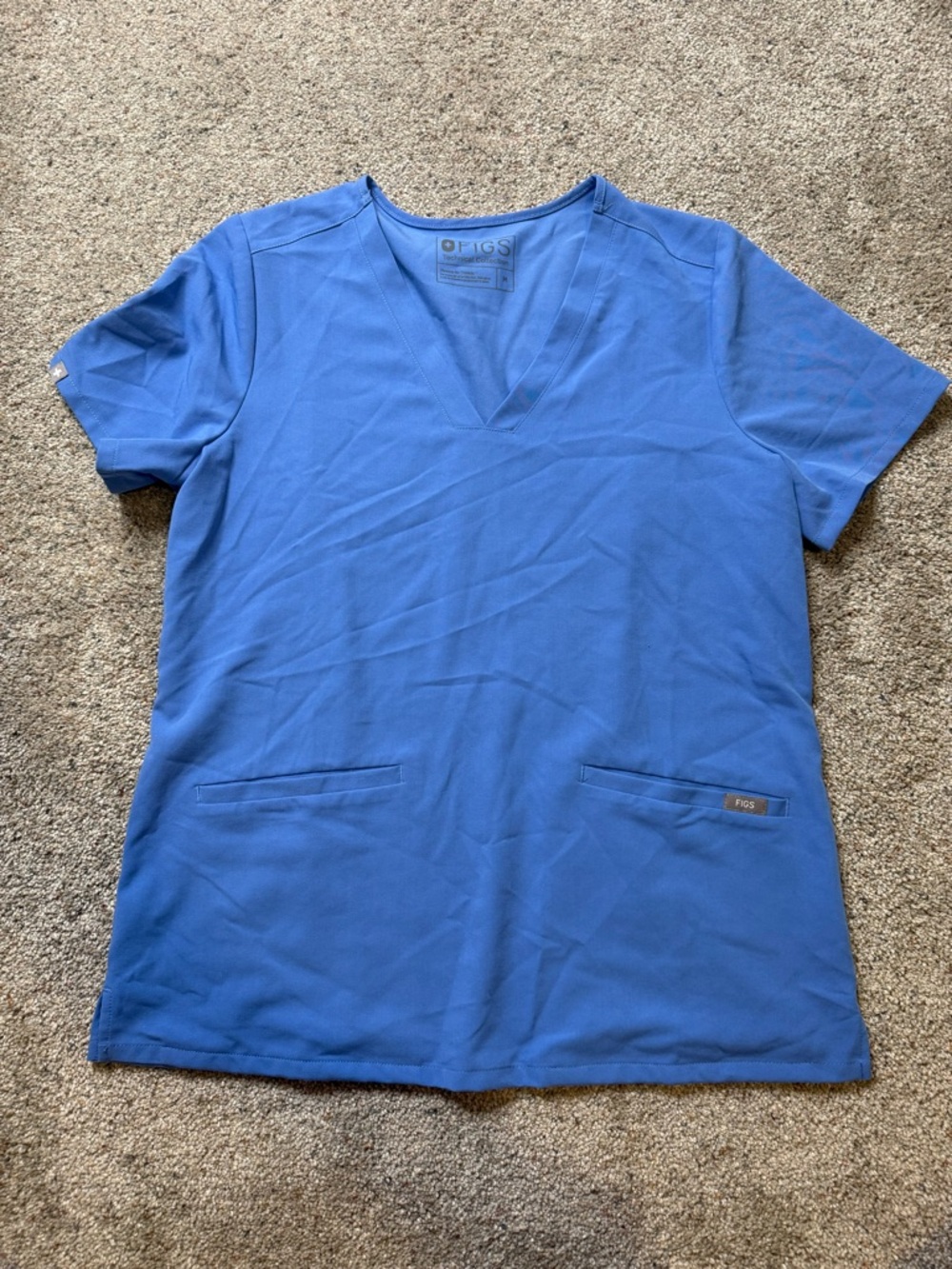 Figs Technical Collection V-Neck Scrub Top in Ceil Blue